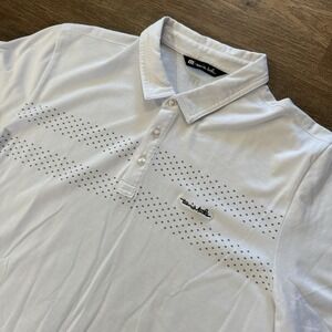 Travis Mathew Men's White Golf Polo Shirt Sz XXL Geometric